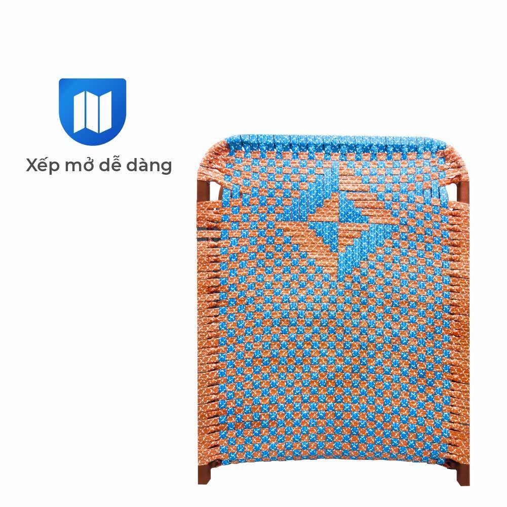 Giường gấp gọn Felix QUI PHÚC, dây nhựa cao cấp, thoáng khí, khung thép chắc chắn, xếp mở dễ dàng