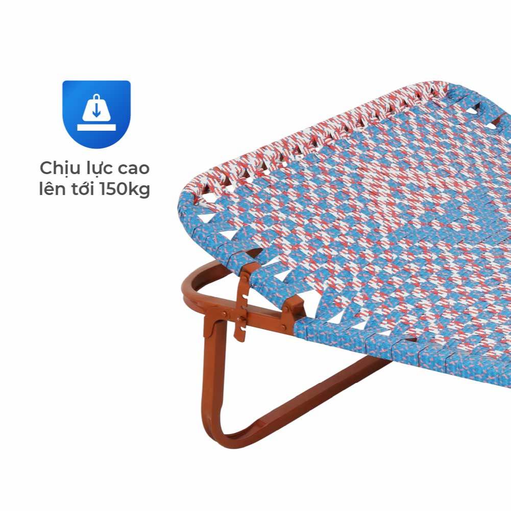 Giường gấp gọn Felix QUI PHÚC, dây nhựa cao cấp, thoáng khí, khung thép chắc chắn, xếp mở dễ dàng