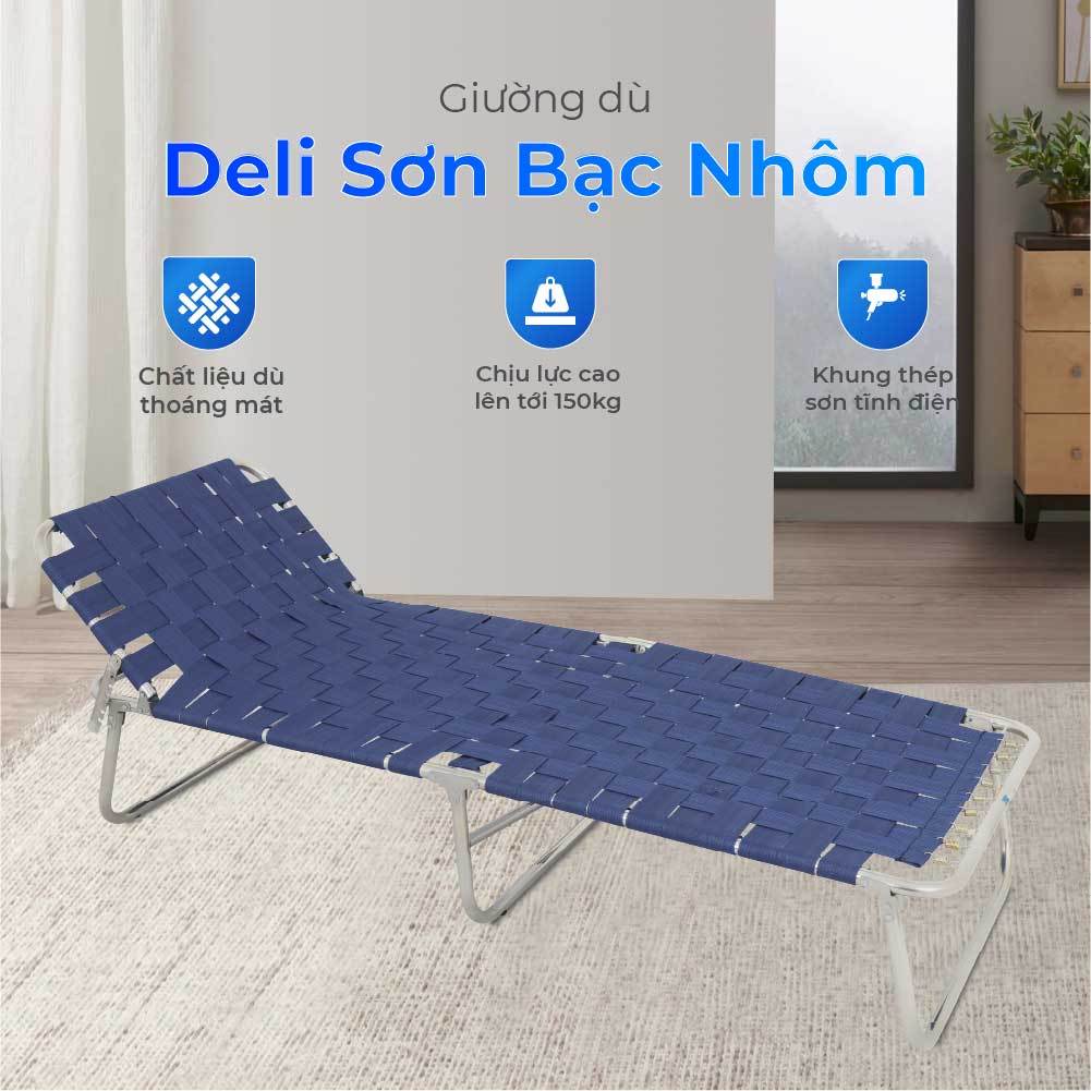 Giường gấp gọn Deli QUI PHÚC, dây dù, chắc chắn, êm ái, co giãn tốt, tiết kiệm không gian, thoải mái, thư giãn