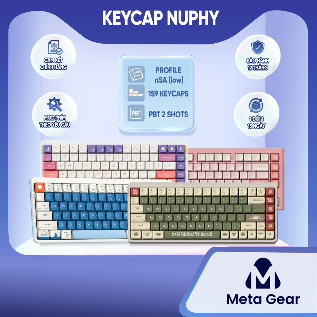 Keycap NuPhy – Bộ keycap PBT dye-sub profile nSA, đủ phím Win/Mac ...