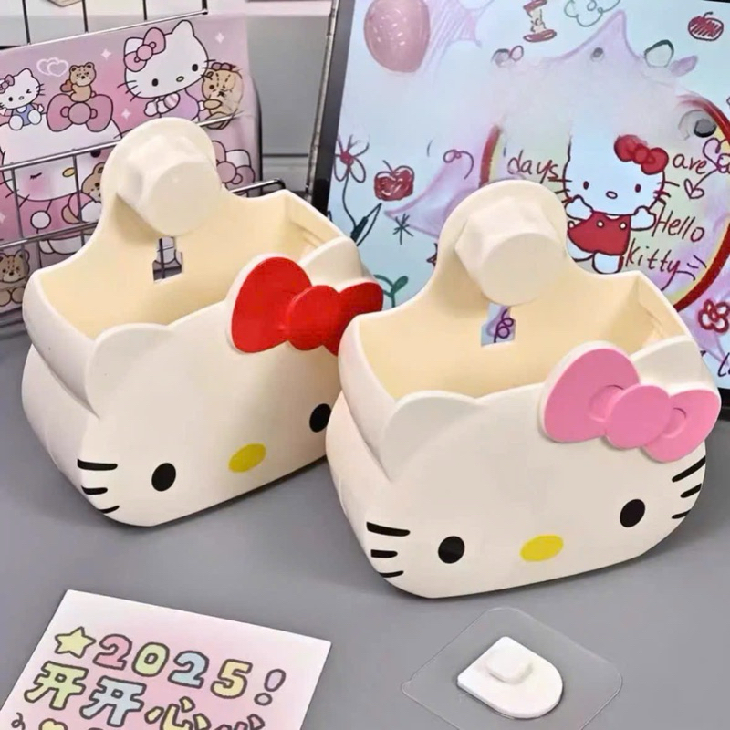 Giỏ đựng đồ treo nhà tắm hello kitty kèm miếng dán