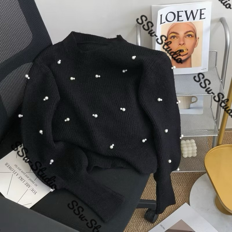 𝑺𝒔𝒖.𝑺𝒕𝒖𝒅𝒊𝒐// Áo Len Hàn Quốc Đính Ngọc Xinh Xỉu