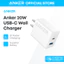 Củ sạc nhanh Anker A2348 2 cổng 1C1A tối đa 20W, tương thích iPhone/Samsung/Xiaomi