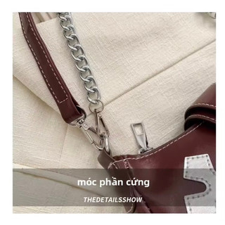 Túi Đeo Vai Vuông Nhỏ Thời Trang Cá Tính Màu Tương Phản Đeo Hông Xách Tay Thường Ngày