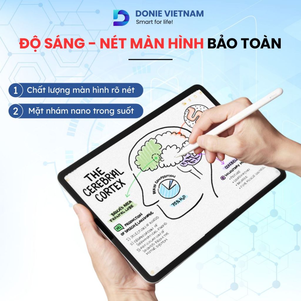 Miếng Dán Paperlike iPad Nano Tháo Rời Nhám Mịn Viết Vẽ Như Giấy Gen 10/11 Air 4/5/6 | DONIE C05