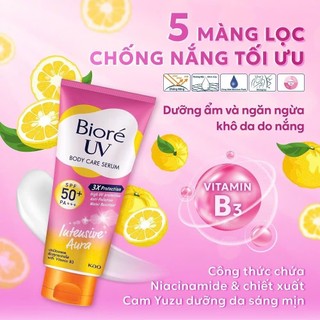 Serum Chống Nắng Dưỡng Thể Trắng Da Bioré UV Body Care Serum Intensive Aura SPF 50+/PA+++ 150ml