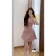 Váy cổ yếm dáng ngắn xoè tiểu thư Hoadanbistore, Đầm sang chảnh sát nách chất chéo sang chảnh