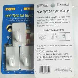 Móc dán tường siêu dính chịu lực 3kg, móc dán tường vỉ 2 cái,3 cái