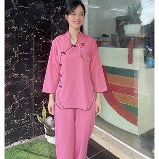 Đồ Lam Đi Chùa# Tàu Xéo Hoa Thêu Vạc Áo # Quần Áo # Đồ Bộ Nữ
