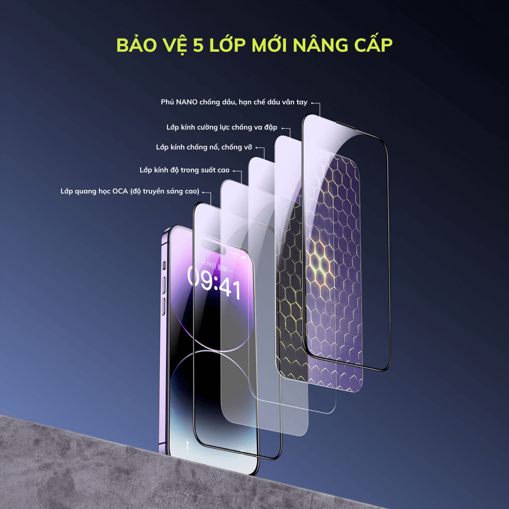 Kính cường lực Kingkong phiên bản cải tiến WTP 066 và WTP 067 cho IPhone 11 đến 16Promax