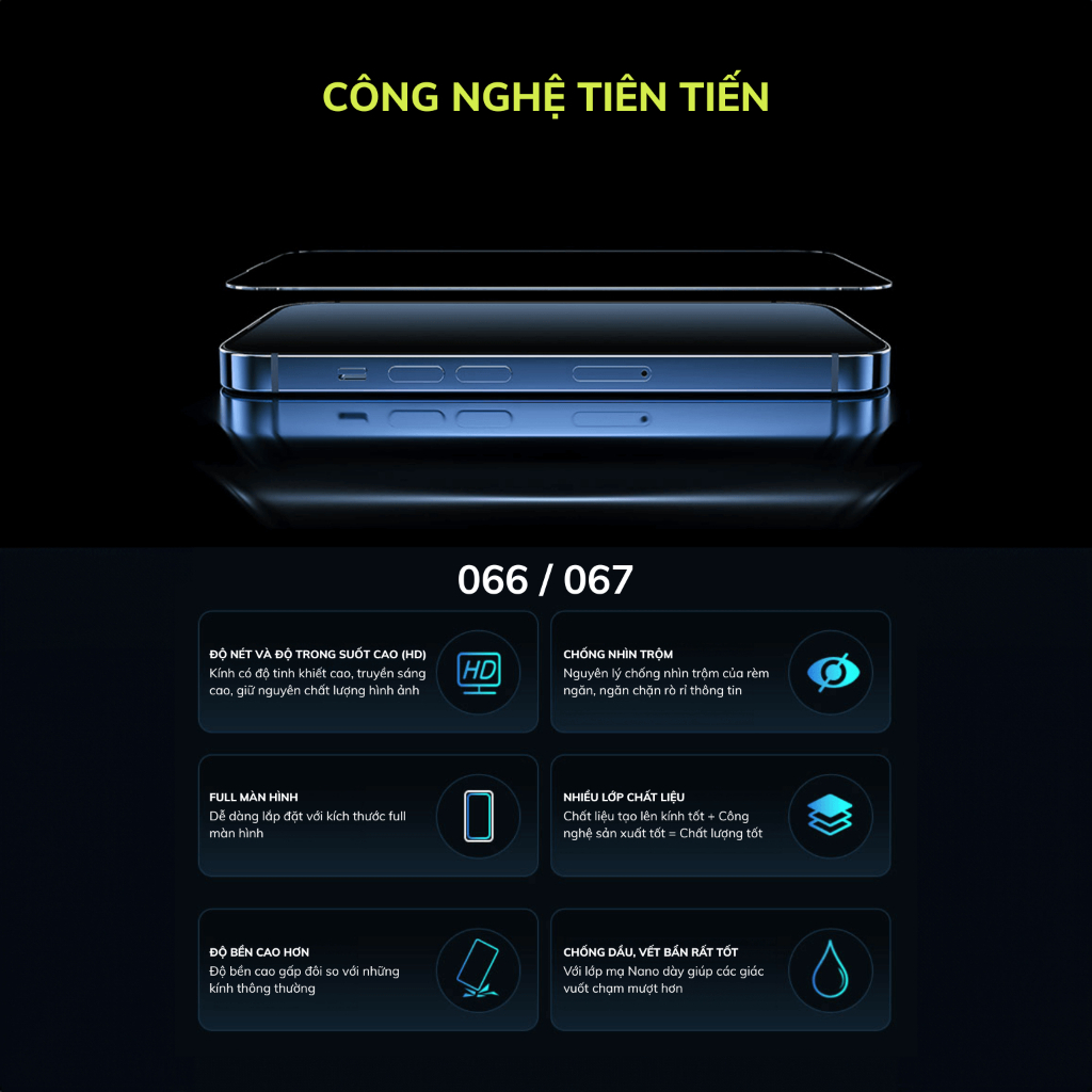 Kính cường lực Kingkong phiên bản cải tiến WTP 066 và WTP 067 cho IPhone 11 đến 16Promax