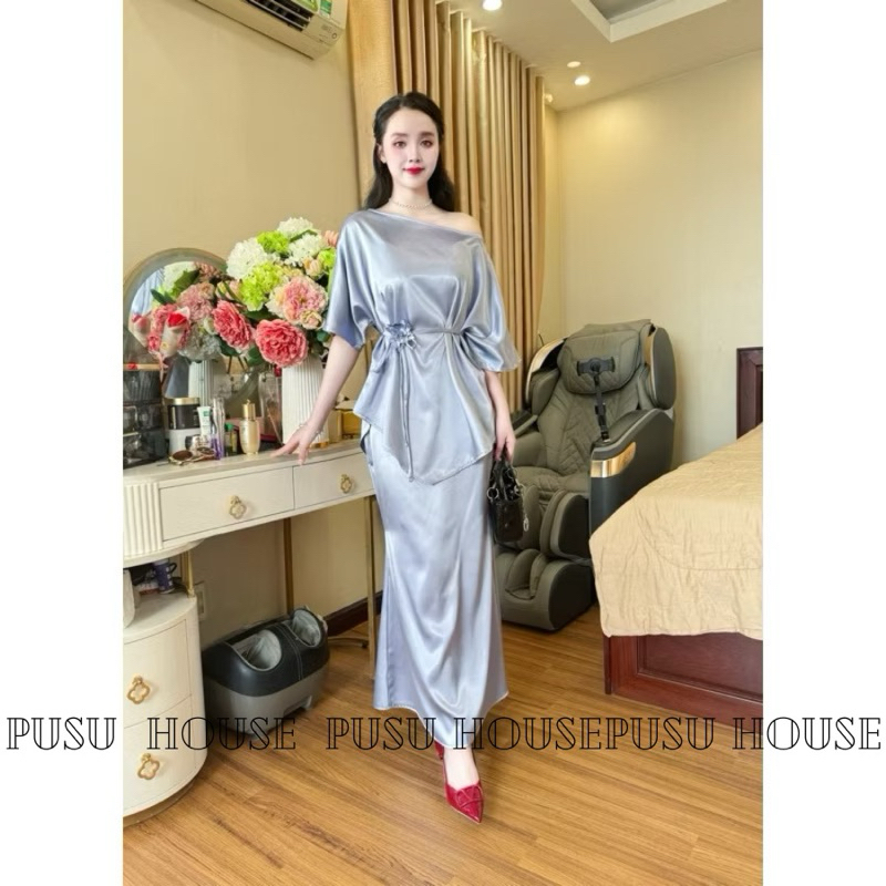 Set đầm váy siêu sang lụa hàn châu đuôi cá cao cấp- Pusu house