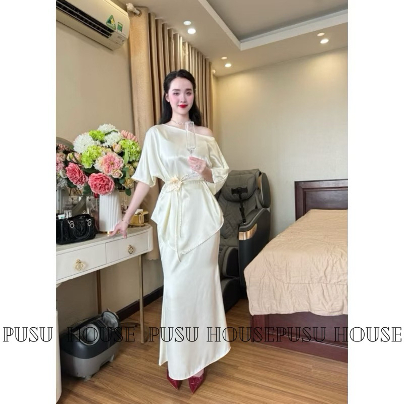 Set đầm váy siêu sang lụa hàn châu đuôi cá cao cấp- Pusu house