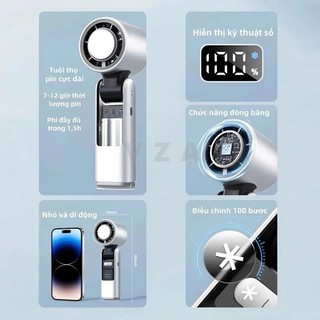 Quạt cầm tay mini có dây đeo Tốc độ gió 100~200 quạt bán chạy tích hợp pin, màn hình LED