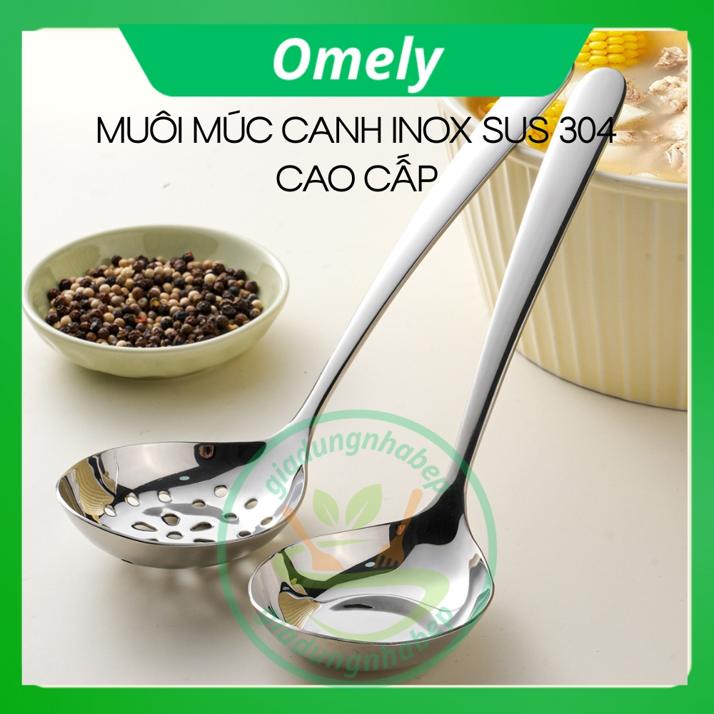 Muôi múc canh vá chan canh, muôi thủng ăn lẩu inox sus 304 sang trọng ...