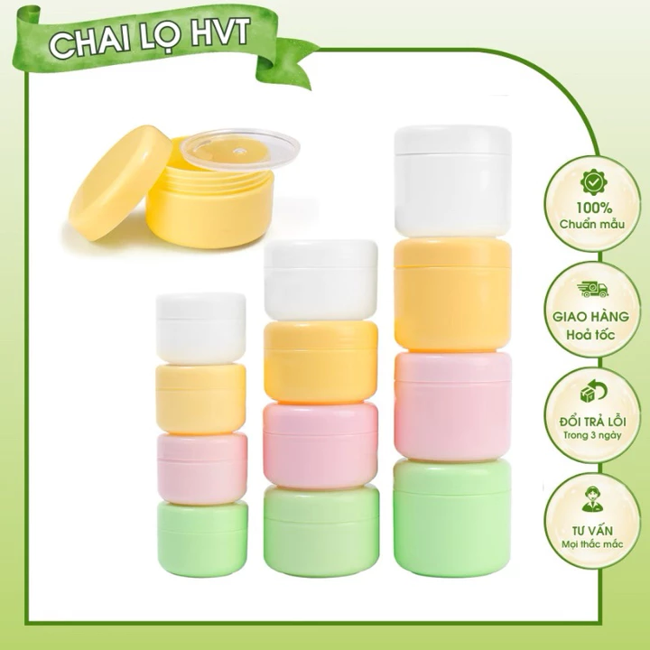 (SET5) 20g 30g 50g 100g Hũ Nhựa MÀU PASTEL Hũ Đựng Mỹ Phẩm Hủ Đựng Kem Bột Sang Triết Mĩ Phẩm