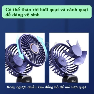 Bảo hành 12 tháng Quạt sạc mini cầm tay N15 có thể gập lại, treo, 5 tốc độ, có màn hình kỹ thuật số