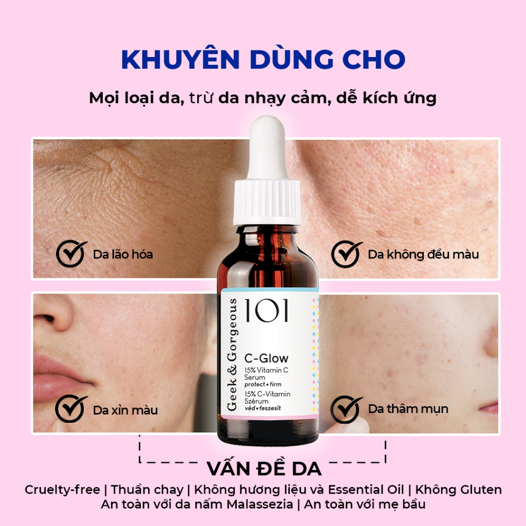 Tinh Chất Làm Sáng, Chống Oxy Hóa, Căng Bóng Da Geek&Gorgeous C-Glow 15% Vitamin C 30ml | BigBuy360 - bigbuy360.vn