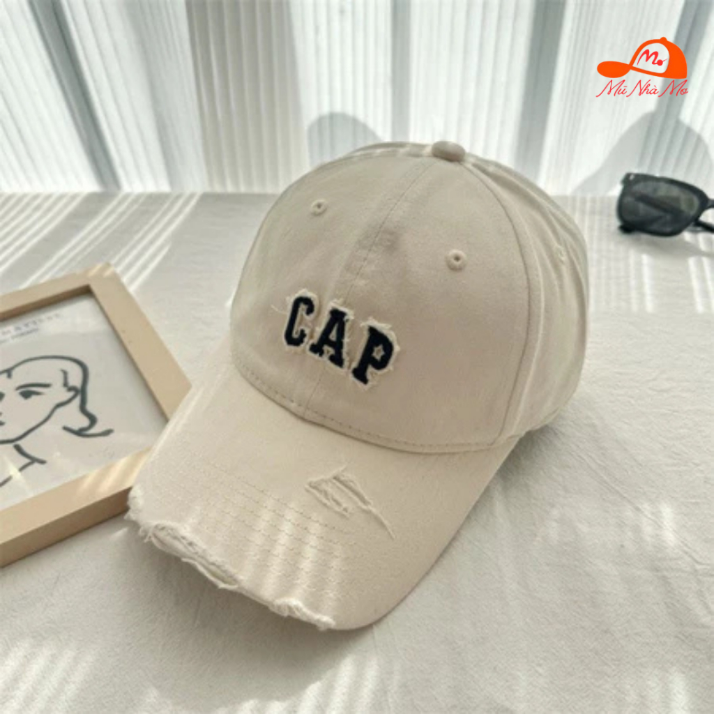 Nón lưỡi trai CAP phối rách cá tính - Mũ nhà Mơ | Shopee Việt Nam