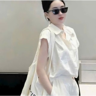 Set Bộ Đồ Nữ 3 Món Tơ Đũi Nhăn Mềm Áo Sơ Mi Ngắn Tay Túi Ngực Kèm Túi Đeo Vai Mix Quần Sooc Đùi Ống Rộng Freesize