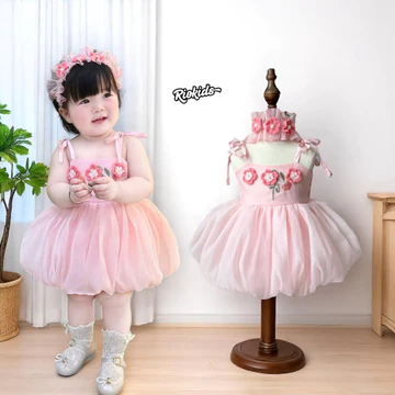 3-11kg Body váy hoa bí hồng RIOKIDS, quần áo cho bé gái sơ sinh đầy tháng thôi nôi BD253