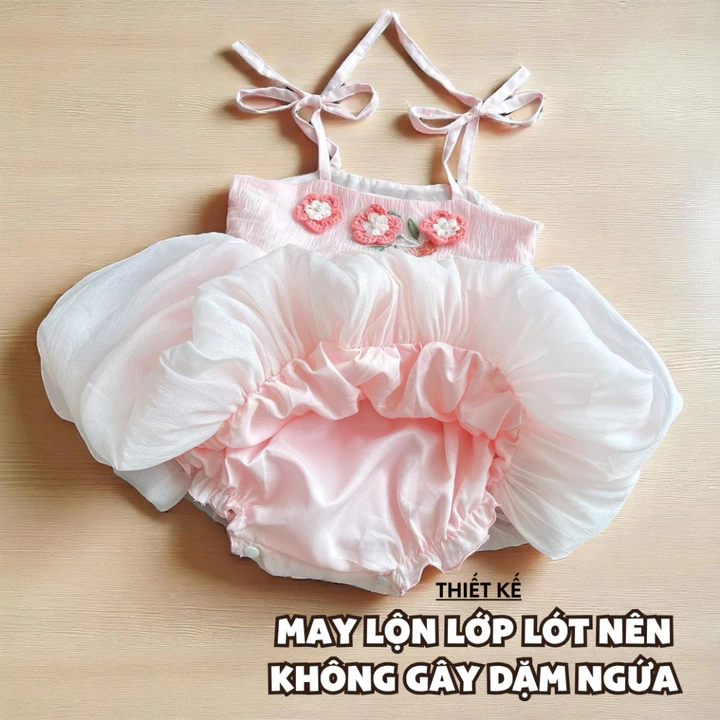 3-11kg Body váy hoa bí hồng RIOKIDS, quần áo cho bé gái sơ sinh đầy tháng thôi nôi BD253