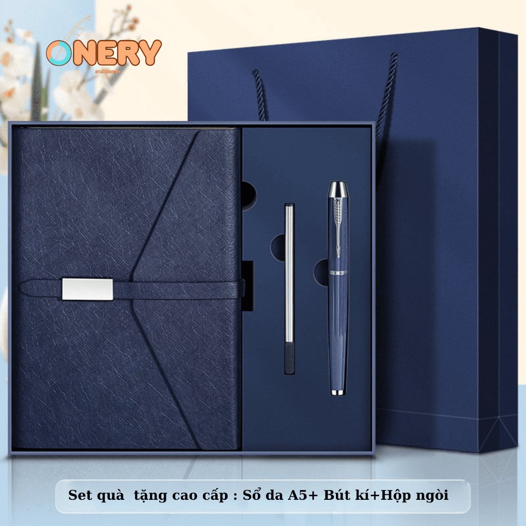 Sét quà tặng Sổ tay da kèm bút kí, hộp ngòi và usb khổ A5 quà tặng cao cấp sang trọng có khắc tên và logo theo yêu cầu