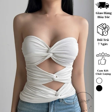 Áo thun nữ JUNE.SG áo kiểu xoắn ngực ôm body nữ Áo Croptop Ôm Body Nữ D136