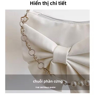 Túi Đeo Chéo Nữ Vai Đơn Thiết Kế Mới Bằng Dây Chuyền Có Nút Thắt Hình Nơ Thời Trang