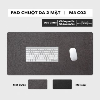 Thảm Lót Chuột Da PU 2 Mặt Kích Thước Lớn - Chống Nước - Chống Xước - Vân Da Thật - Dễ Vệ Sinh