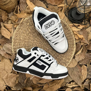 Giày trượt ván bigsize nam nữ dáng thể thao cổ thấp DVS màu đen trắng đế bằng cao cấp , sneaker thời trang độn đế