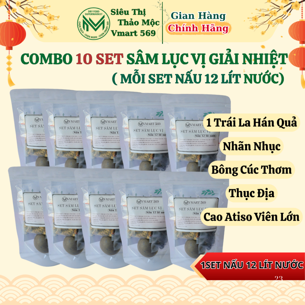 [COMBO 10 SET] Sâm lục vị atiso mỗi set nấu được 12 lít nước thơm ngon thanh mát giải nhiệt