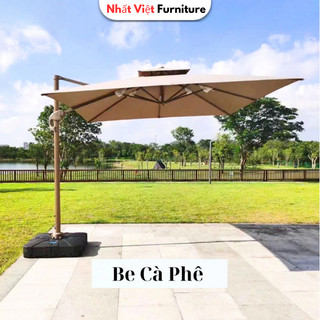 Ô Lệch Tâm Vuông 3m x 3m Nâng Hạ Hợp Kim Nhôm Ô Dù Che Nắng Ngoài Trời Che Hướng Nắng 2 Loại Đế