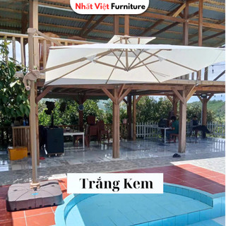 Ô Lệch Tâm Vuông 3m x 3m Nâng Hạ Hợp Kim Nhôm Ô Dù Che Nắng Ngoài Trời Che Hướng Nắng 2 Loại Đế