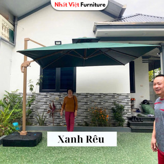 Ô Lệch Tâm Vuông 3m x 3m Nâng Hạ Hợp Kim Nhôm Ô Dù Che Nắng Ngoài Trời Che Hướng Nắng 2 Loại Đế