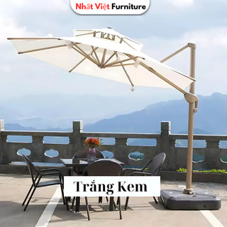 Ô Dù Lệch Tâm Tròn 3x3m Cao Cấp Có Đế Nhựa và Đế Inox–Xoay 360° Che Nắng Sân Vườn, Quán Cafe, Hồ Bơi
