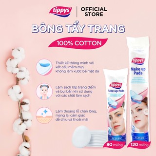 Bông tẩy trang Tippys Classic Make Up Pads tiêu chuẩn châu âu 100% cotton thiên nhiên