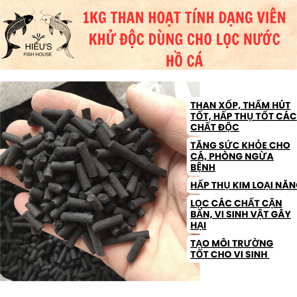 1kg Than hoạt tính dạng viên dùng cho lọc nước bể cá | Shopee Việt Nam