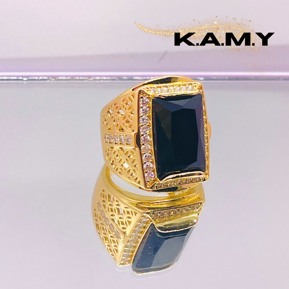 Nhẫn Nam Mạ Vàng Đính Đá CZ Đen Sang Trọng – Phong Cách Doanh Nhân, Lịch Lãm | KAMY Jewelry