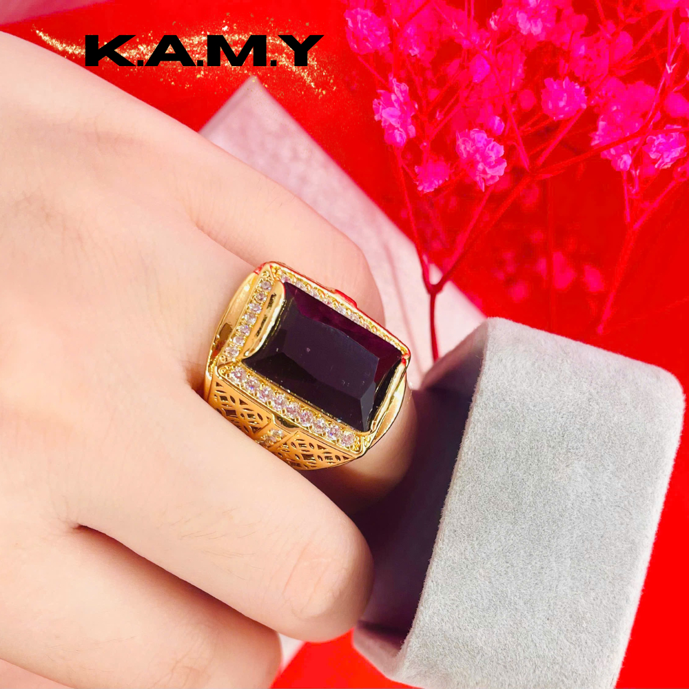 Nhẫn Nam Mạ Vàng Đính Đá CZ Đen Sang Trọng – Phong Cách Doanh Nhân, Lịch Lãm | KAMY Jewelry