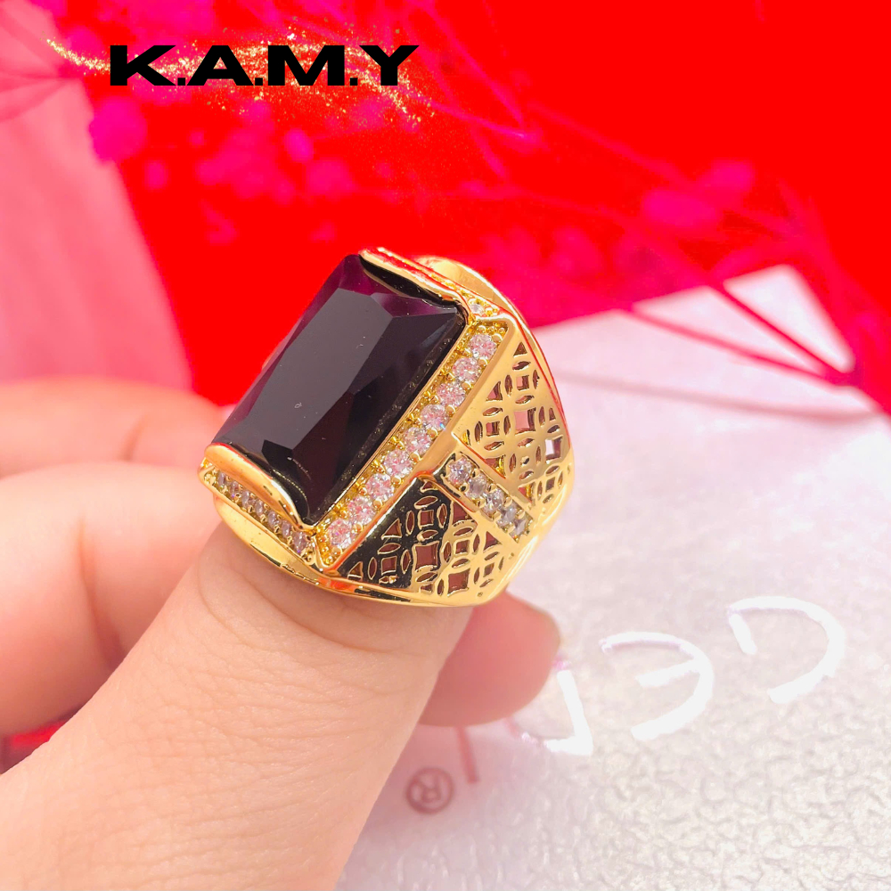 Nhẫn Nam Mạ Vàng Đính Đá CZ Đen Sang Trọng – Phong Cách Doanh Nhân, Lịch Lãm | KAMY Jewelry