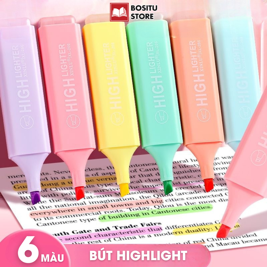 Bút Highlight Bút Đánh Dấu Dạ Quang Pastel Đủ 6 Màu - Bút Nhớ Học Sinh ...