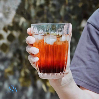 Ly thủy tinh kẻ sọc đơn giản phong cách Nhật Bản Ly cà phê, sinh tố, cocktail 09A miệng loe 330ML