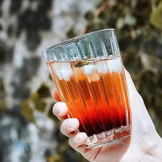 Ly thủy tinh kẻ sọc đơn giản phong cách Nhật Bản Ly cà phê, sinh tố, cocktail 09A miệng loe 330ML