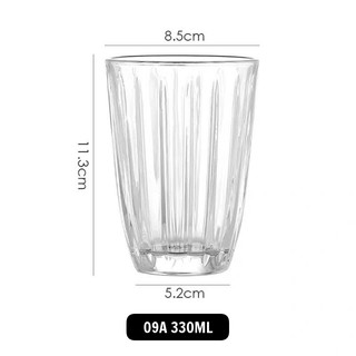 Ly thủy tinh kẻ sọc đơn giản phong cách Nhật Bản Ly cà phê, sinh tố, cocktail 09A miệng loe 330ML