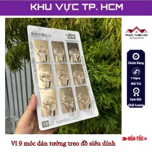Vỉ 9 móc dán tường treo đồ siêu dính, chịu lực tốt - tiện dụng, đa năng