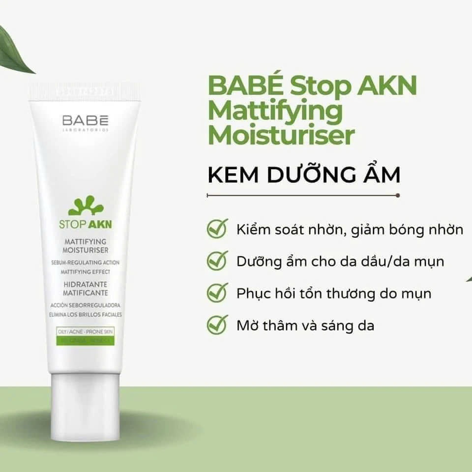 Kem dưỡng BABE cho da dầu mụn LABORATORIOS BABÉ STOP AKN MATTIFYING MOISTURISER 50ml - Skin Studio