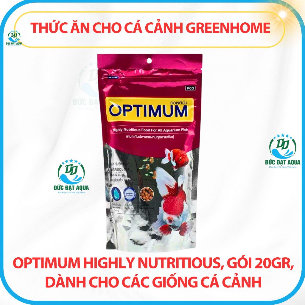 Thức Ăn Cho Cá Cảnh Greenhome, Optimum Highly Nutritious, Gói 100g- 200g, cá vàng, bảy màu 7