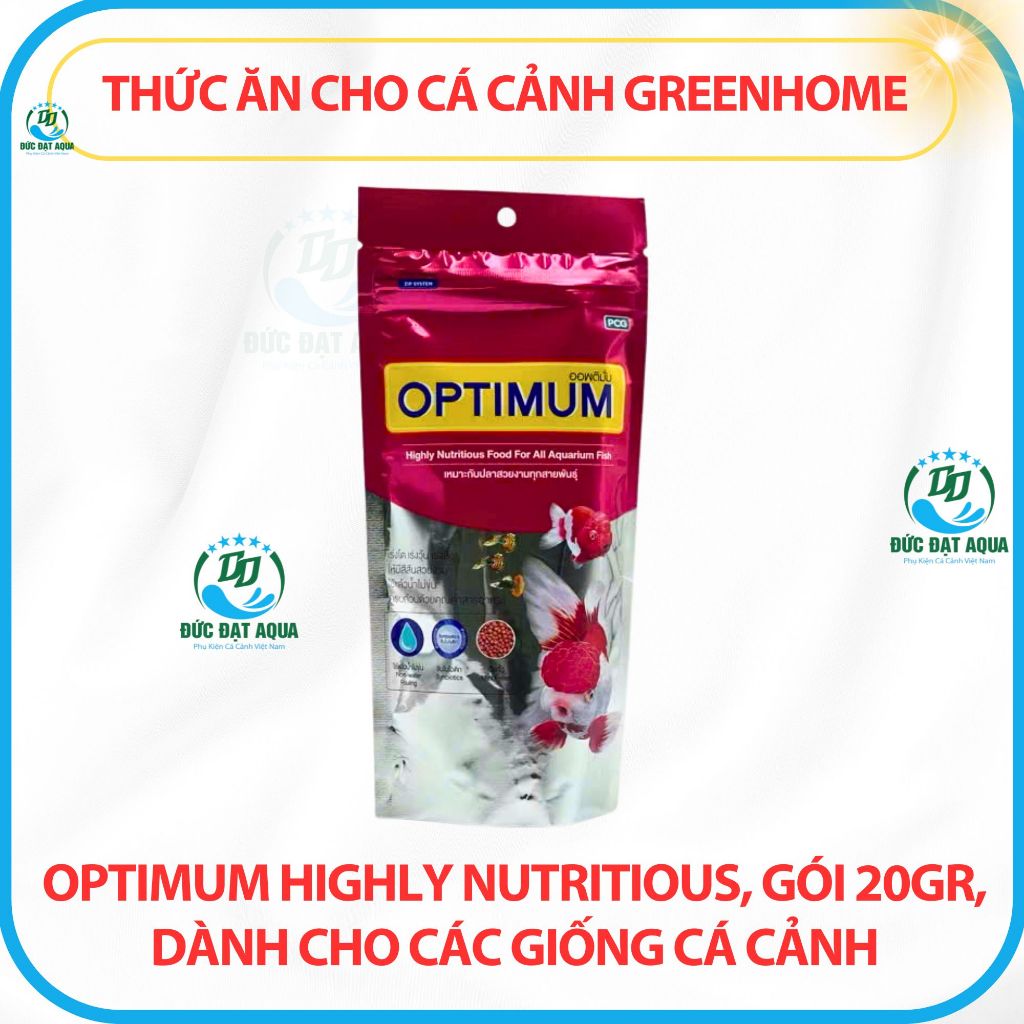 Thức Ăn Cho Cá Cảnh Greenhome, Optimum Highly Nutritious, Gói 100g- 200g, cá vàng, bảy màu 5