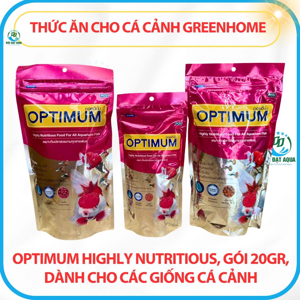 Thức Ăn Cho Cá Cảnh Greenhome, Optimum Highly Nutritious, Gói 100g- 200g, cá vàng, bảy màu